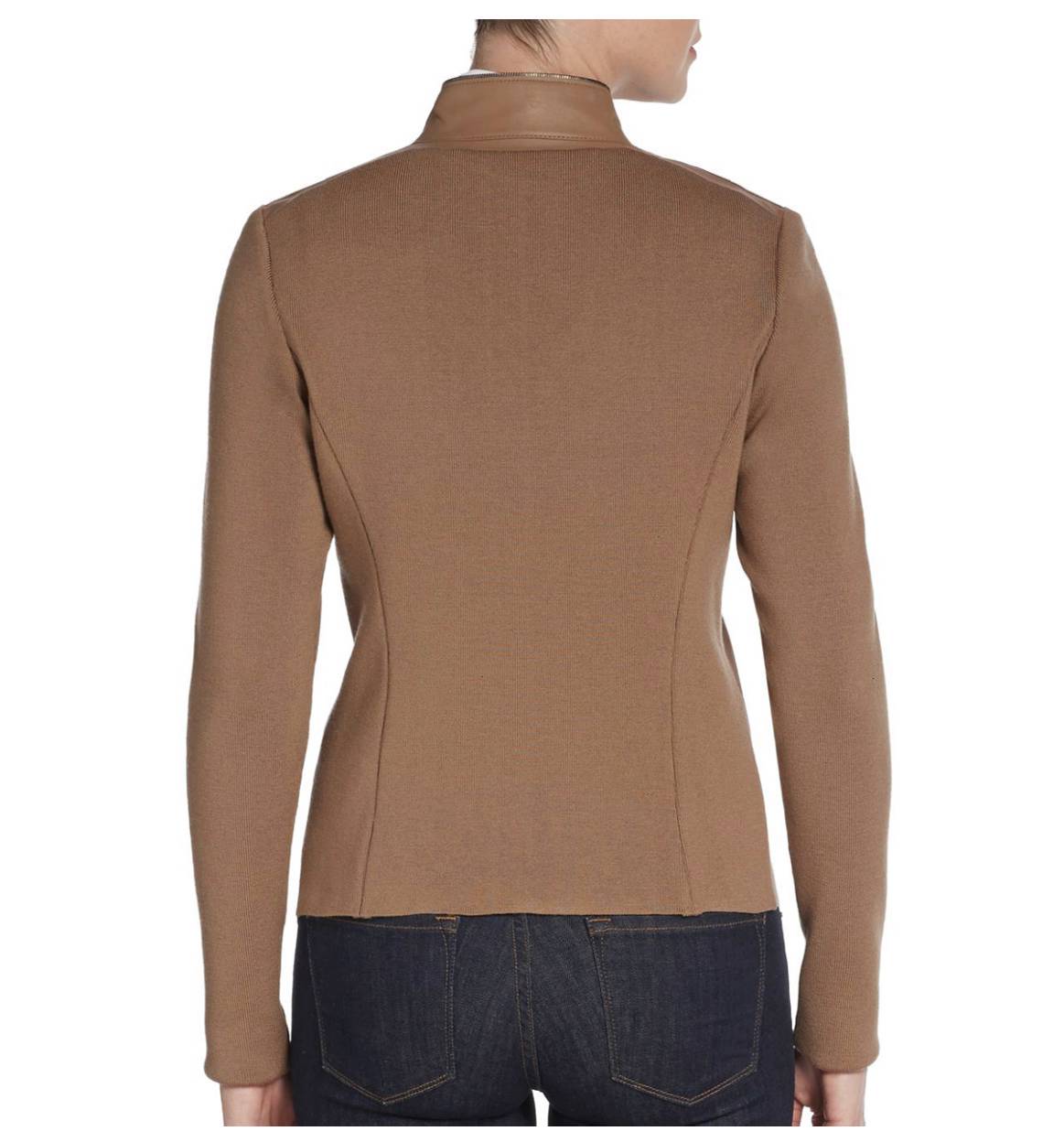 ELIE TAHARI • Laser-Cut Leather Perforated Paneled Wool SHIRA Jacket ...