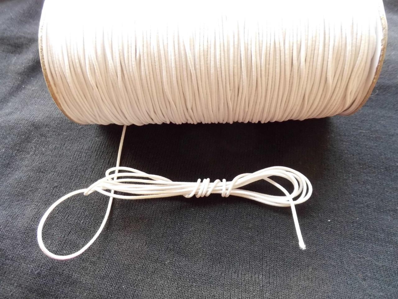 ROUND CORD ELASTIC 1mm hat beading bungee cord crafts jewellery WHITE 10M UK
