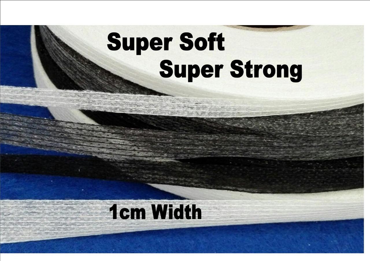 SEAM TAPE single side iron on SUPER SOFT STRONG 1cm BLACK WHITE sewing