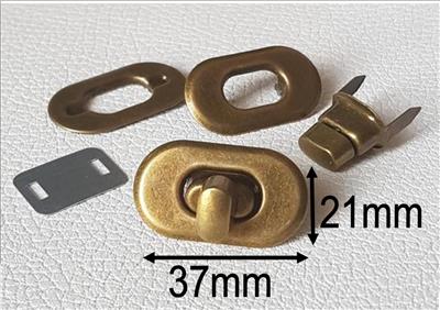 ONE SET Swivel Clasp Turn TWIST LOCK BRONZE Closure Craft Bag Handbag Purse 37mm
