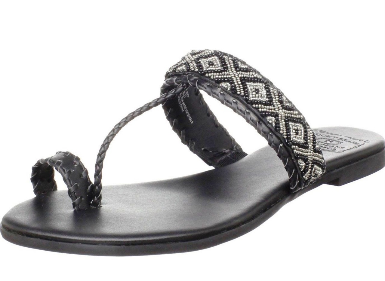 $79 Lucky Brand Joey Toe Ring Sandals Beads Black | eBay