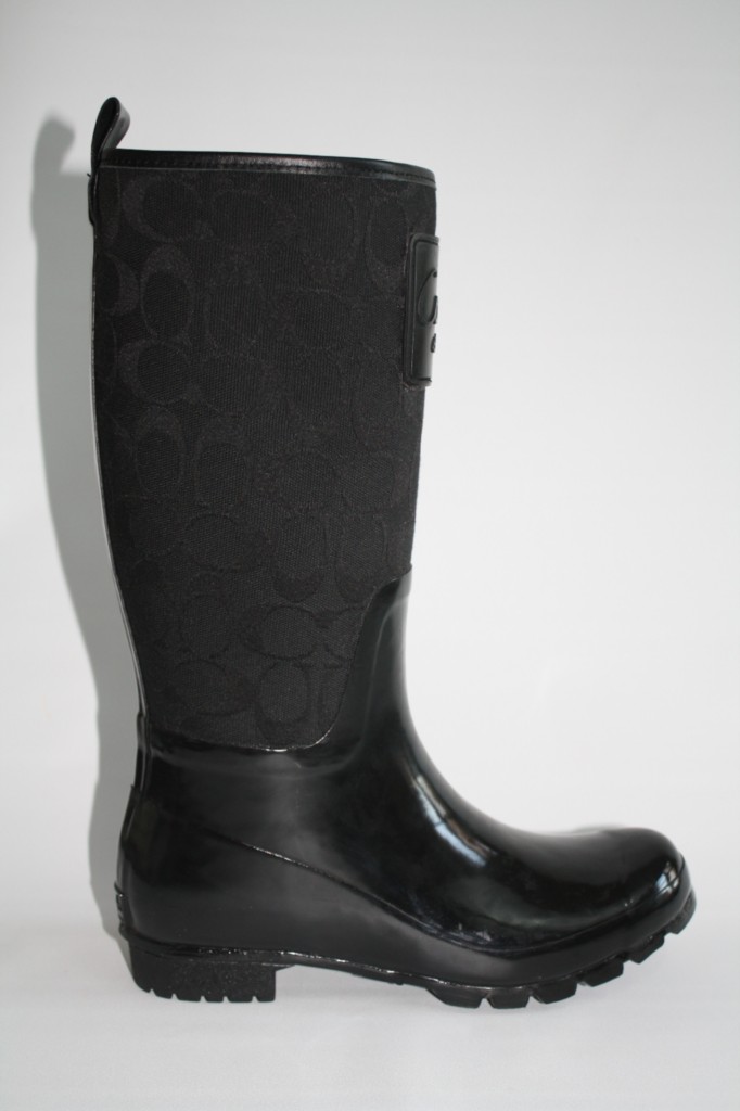 Women's Shoes NIB COACH A7314 PEARL Rain Boots C Signature BLACK | eBay