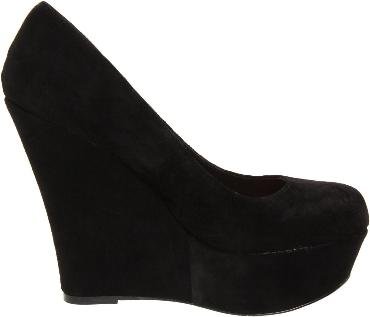 Womens Shoes Steve Madden PAMMYY Platform Wedge Pumps Heels Suede BLACK ...