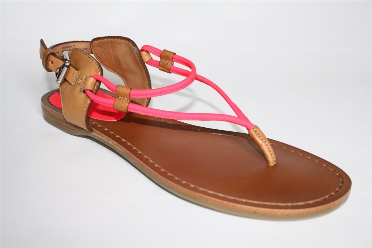 Womens Shoes COACH A0914 COCO Strappy Thong Sandals Pink Ginger Leather ...
