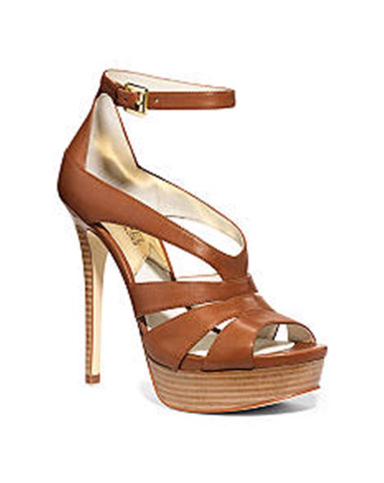 Women's Shoes Michael Kors LEIGHTON ANKLE STRAP Stiletto Heels Sandals Luggage