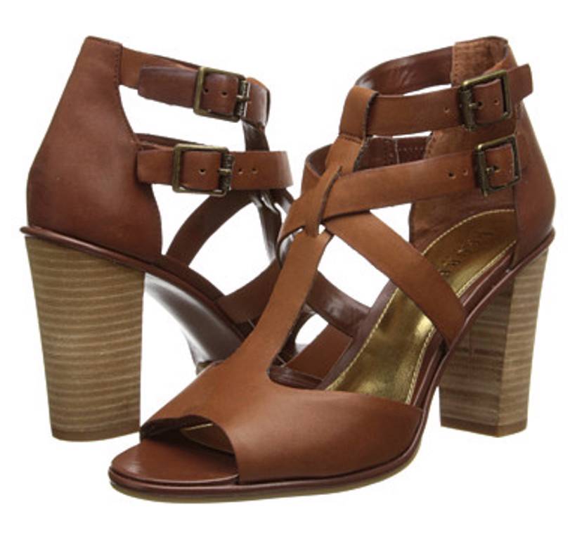 Women's Ralph Lauren OCTAVIA Sandals Chunky Heels Leather Dk Brown or ...