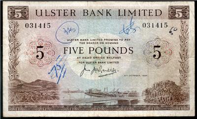 Ltd Belfast Bank Banknote Ulster 5 Bank Five Ulster Scarce Pound