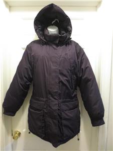Eddie Bauer Womens Purple Hooded Goose Down Fill Winter Jacket