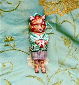 Fab Glitterville Christmas Glass Dressed Boy Cat Ornament Nathalie Lete New Cats Christmas Current 1991 Now