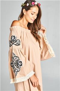 Phoenix Bird Embroidery Light Pink Off The Shoulder Day 283 mv Dress 1XL 2XL 3XL