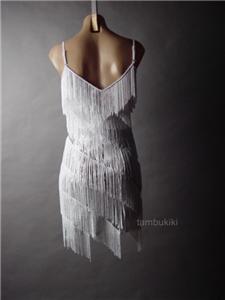 white fringe flapper dress