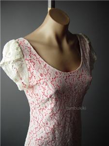 Sale Romantic Tea Party Puffed Puff Cap Sleeve Mini 71 mv Ivory Lace Dress S M L