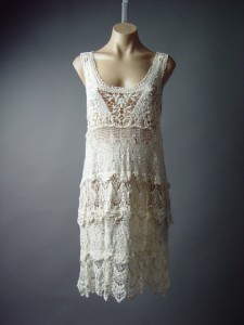 Ivory Vtg-y 20s Victorian Boho Tiered Crochet Doily Lace Layer Tea 92 ...