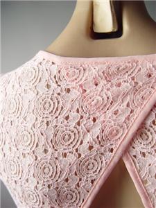 Sweet Pink Crochet Lace V Neck Babydoll High Low Cutout Back Top 96 mv ...