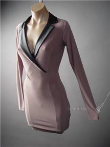 Taupe Tux Style Faux Leather Collar Lapel Cocktail Evening Blazer 119 df Dress