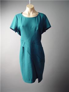 Teal Textured Sculptural Pleated Career Business Sheath 144 mv Dress ...