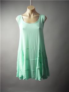 Mint Green Tiered Scallop Babydoll Low Scoop Back Tent Tank 194 mv Dress S M L