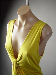 Mustard Gold Plunge Neck Twist Front Drape Asymmetric 208 mv Dress 1XL 2XL 3XL