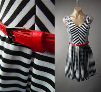 black dress with red and white stripe