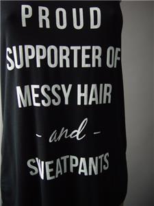 Messy Hair Sweatpants Funny Quote Graphic Black Tee Tank Top 236