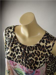 Animal Leopard Floral Mixed Print Open Cold Shoulder Top 249 mv Blouse L 2XL 3XL