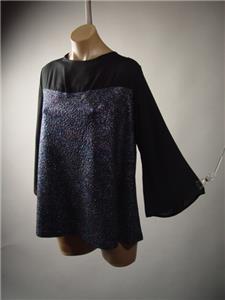 Metallic Sparkle Shimmer Black Evening Party Plus Top 245 mv Blouse 1XL 2XL 3XL