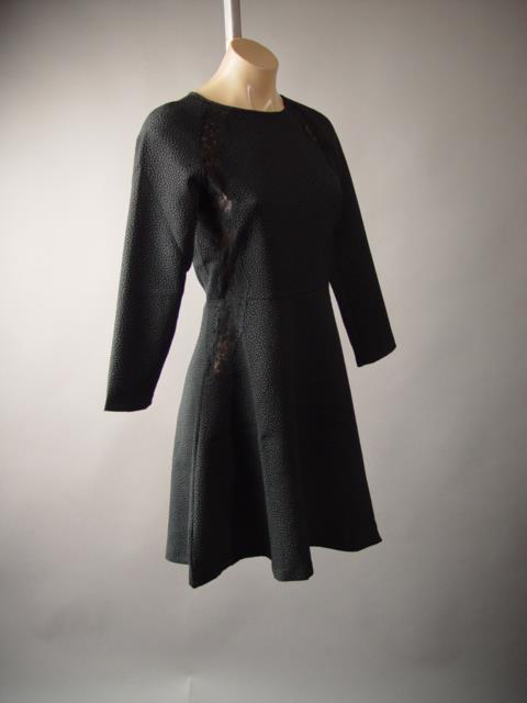 Black Textured Pattern Versatile Evening Party Fit and Flare Skater 247 mv Dress