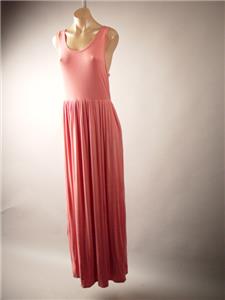 Dusty Tea Rose Pink Sweet Shabby Chic Jersey Tank Long Maxi 265 mv Dress S L 3XL