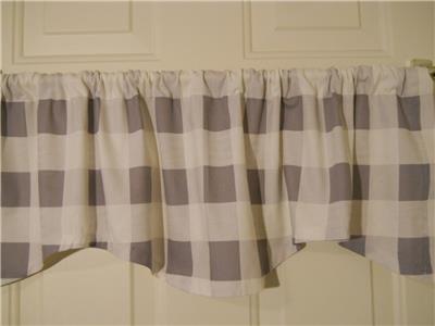 Farmhouse Kitchen Valance Curtain 2 1 2 Buffalo Check Gray White