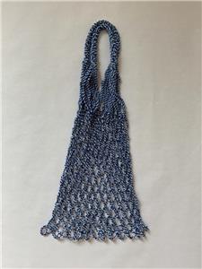 CELINE Net Grocery Shopping Bag Knit Knitted Cotton Blue White