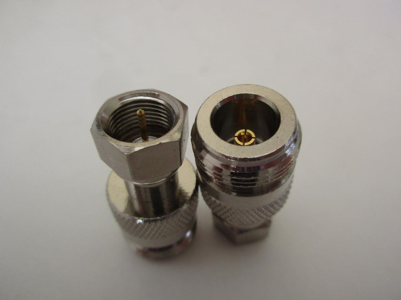 2x F Type to N Female Jack Male Plug RF Coaxial Antenna Commercial Adapter NOS - Picture 3 of 3