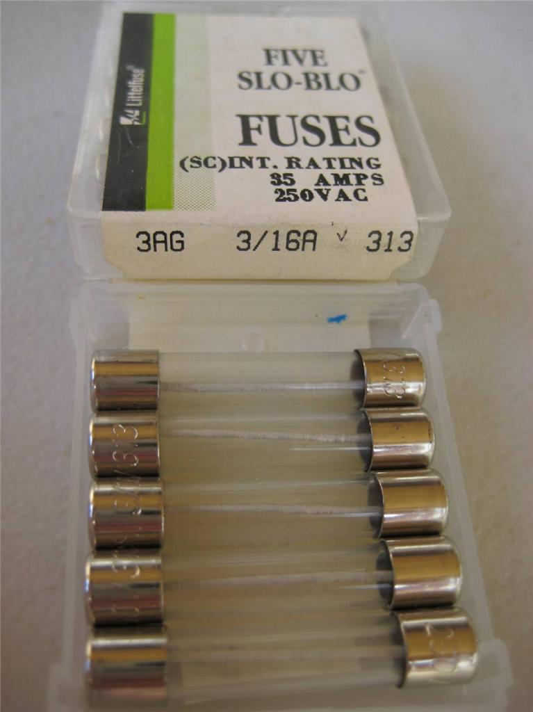 .175 1/8 1/10 4/100 3/16 or 3/8 Amp Slow Blow 5X Littelfuse Fuse 313 1/100 