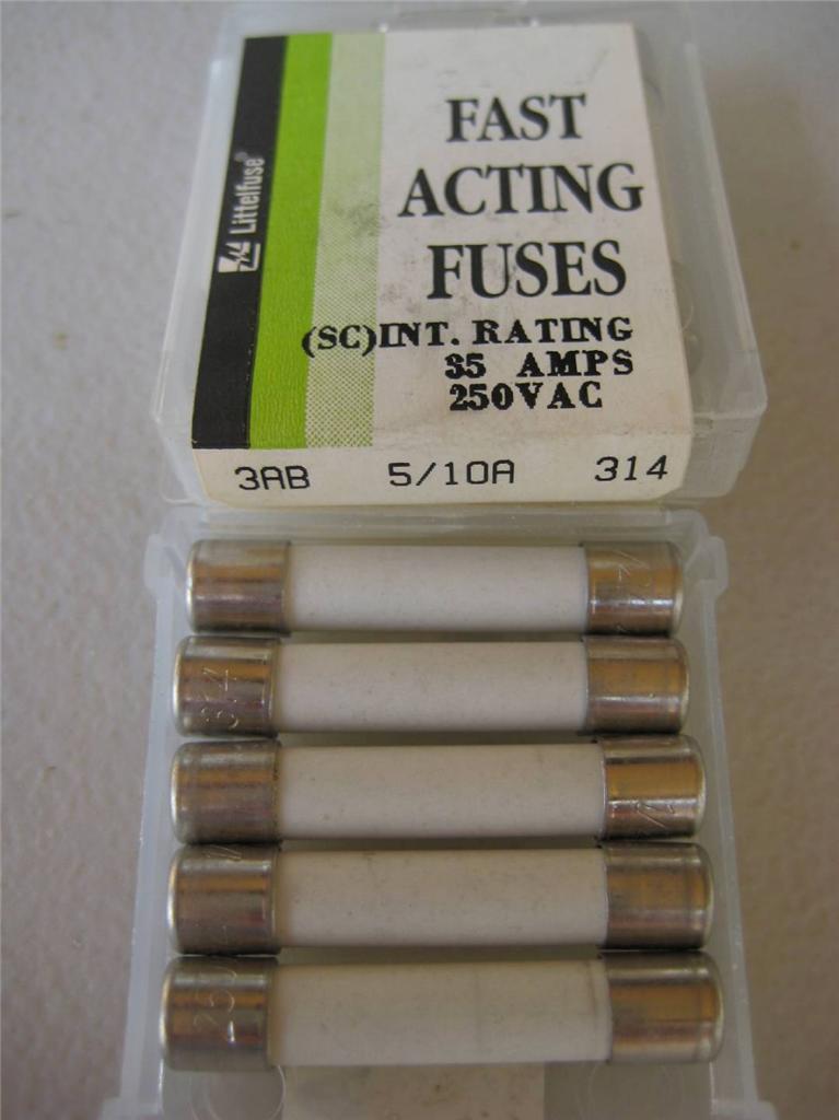 5X Fusible Littelfuse 314 5/10 1/2 1 2 3 4 5 6 7 8 10 o 25 Amp Cerámica Rápida 3AB - Imagen 2 de 12