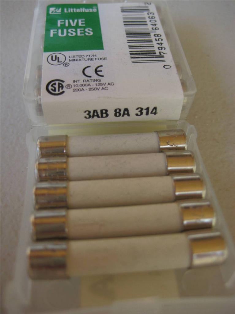 5X Fusible Littelfuse 314 5/10 1/2 1 2 3 4 5 6 7 8 10 o 25 Amp Cerámica Rápida 3AB - Imagen 10 de 12