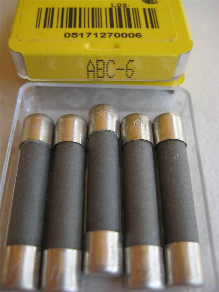 Lote de 5 FUSIBLES BUSSMANN de acción rápida ABC 2-1/2 o 4 o 6 amperios 250 VAC cerámica NOS - Imagen 4 de 4