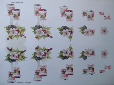 3d Paper Tole Card Making Christmas Bells And Flowers 2 Pictures Ebay