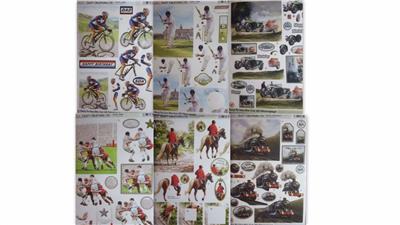 3d A4 Die Cut Paper Tole Decoupage Mens Themes Bike Cricket