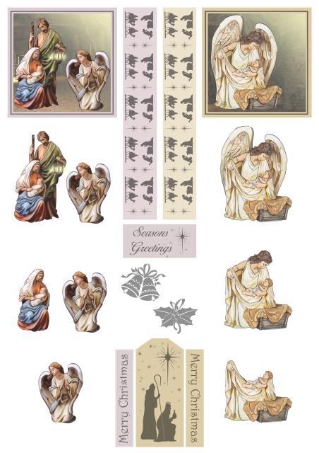 A4 Christmas Die Cut Paper Tole Robin Snowman Jesus Nativity 2 Pictures Borders - Picture 2 of 4