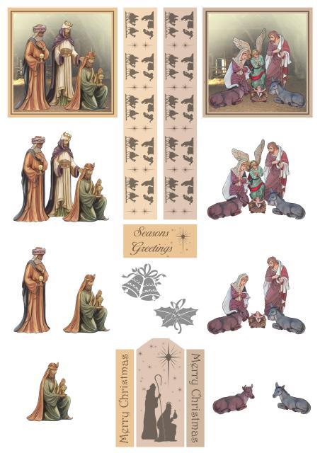 A4 Christmas Die Cut Paper Tole Robin Snowman Jesus Nativity 2 Pictures Borders - Picture 3 of 4