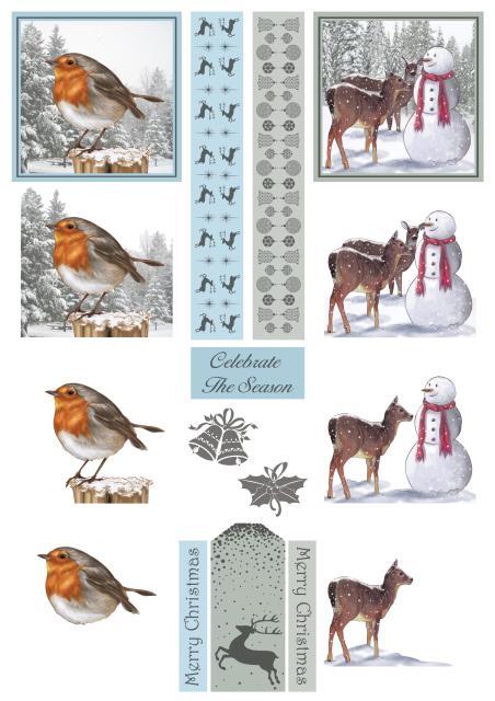 A4 Christmas Die Cut Paper Tole Robin Snowman Jesus Nativity 2 Pictures Borders - Picture 4 of 4
