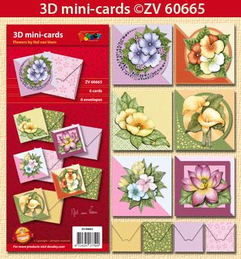 3D Mini Cards & Envelopes Cupcake Snowman Poinsettia Christmas Flowers Animals - Picture 5 of 5