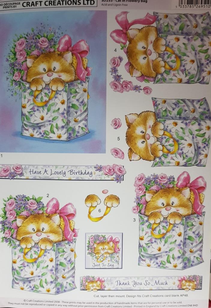 3D A4 Paper Tole Decoupage Wedding Birthday Bears Kittens Rabbit Mice Love - Picture 7 of 10