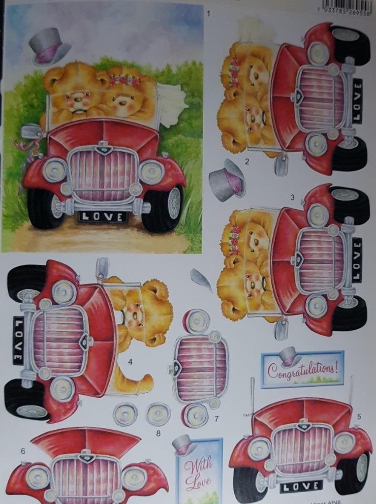 3D A4 Paper Tole Decoupage Wedding Birthday Bears Kittens Rabbit Mice Love - Picture 8 of 10