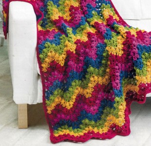 90A CROCHET PATTERN FOR: Reversible Popcorn Ripple Afghan Avg. Skill