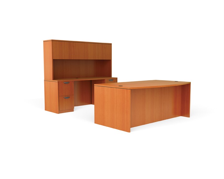 Free Standing Office Desk Set with Credenza and Hutch on PopScreen