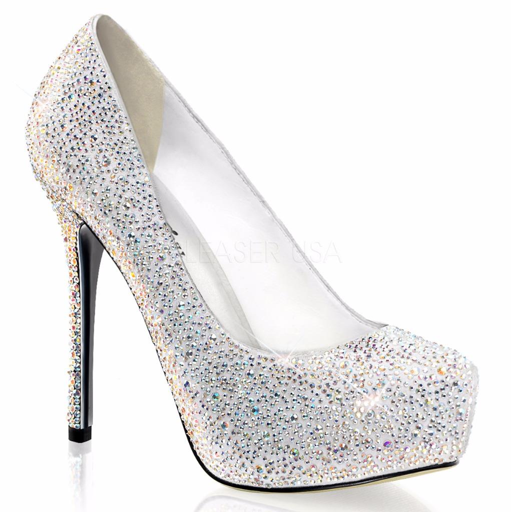 Pleaser Prestige-20 Weiß suede platform stiletto heels pumps rhinestones 9 Pleaser Prestige-20 Weiß suede platform stiletto heels pumps rhinestones 9