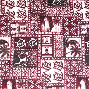 Hawaiian Tapa Print, Honu Turtles, Tribal Symbols, Wine on White