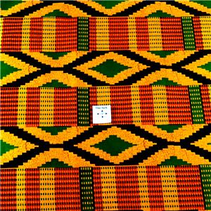 Diamond Geometric African Kente Cloth Cotton Fabric, Red Gold Green ...