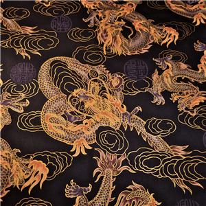 Gorgeous Metallic Gold Etched Purple Dragons on Black, Daiwabo by ...