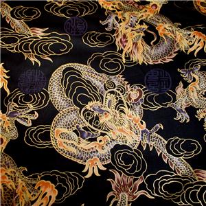 Gorgeous Metallic Gold Etched Purple Dragons on Black, Daiwabo by ...